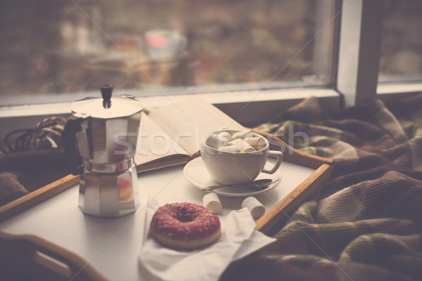 Stockfoto: Gezellig · home · winter · koffie · deken