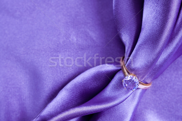 Anneau gemme or bague de fiançailles soie tissu Photo stock © manera