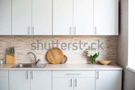 Interieur nieuwe heldere witte home keuken interieur Stockfoto © manera