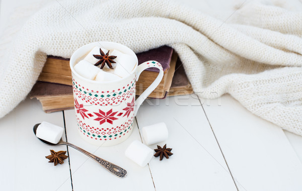 Stock photo: cocoa with marshmallow and star anise