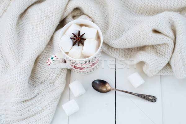 Stock photo: cocoa with marshmallow and star anise