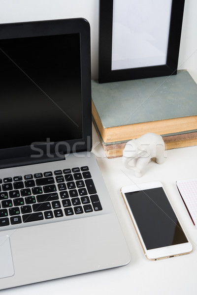 modern work space with laptop mockup on a table Stock photo © manera