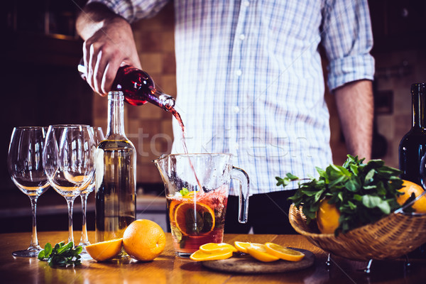pouring red wine into a carafe Stock photo © manera