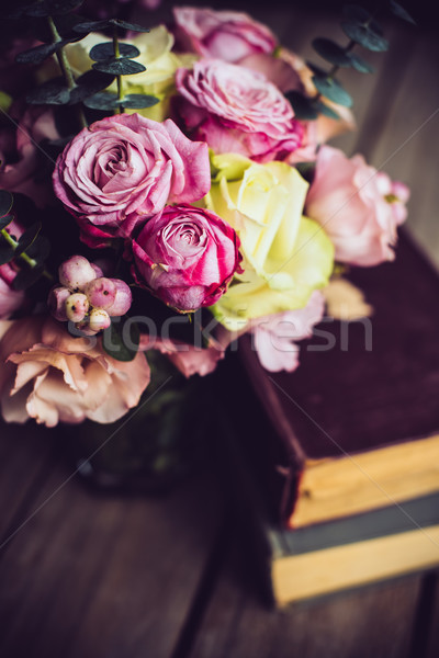 Jahrgang Dekor eleganten Bouquet rosa Blumen Stock foto © manera