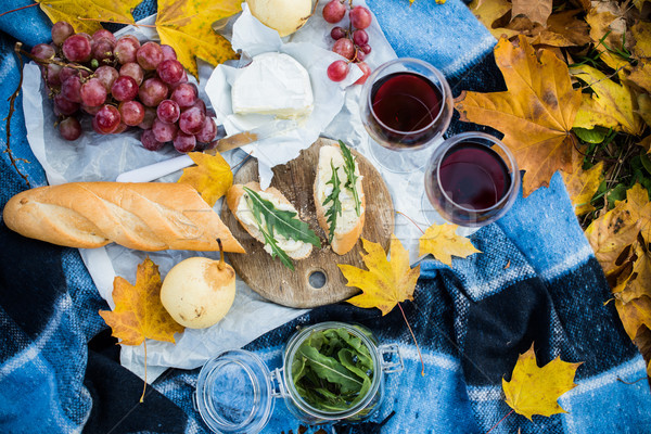 Gezellig najaar picknick park vers brood Stockfoto © manera