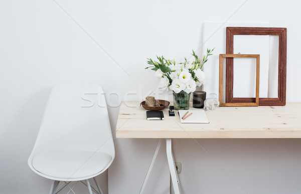 Foto d'archivio: Interior · design · bianco · desk · sedia
