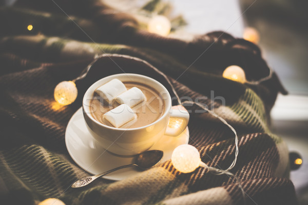 [[stock_photo]]: Tasse · café · chaud · couverture · Noël · confortable
