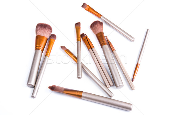 Stock photo: Makeup brushes set, beauty professional tools isolated 