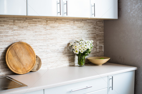 interior of new bright white home kitchen Stock photo © manera