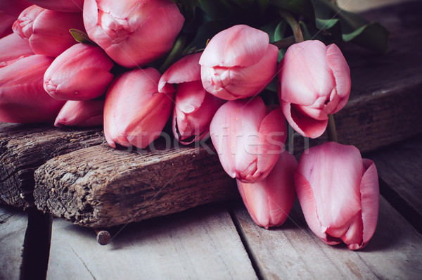 Stock fotó: Friss · tavasz · rózsaszín · tulipánok · köteg · öreg