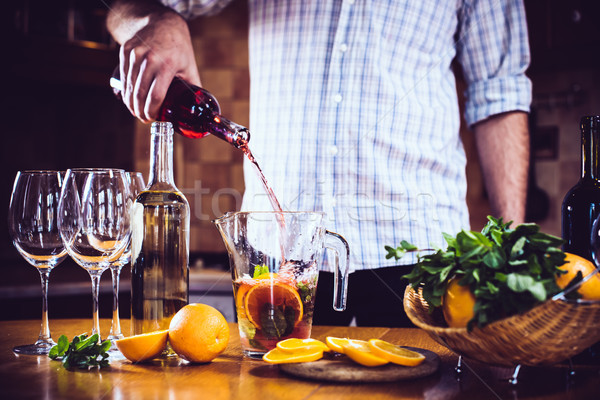 pouring red wine into a carafe Stock photo © manera