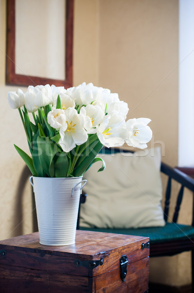 Stock photo: white tulips 