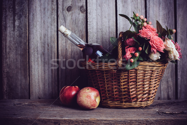 Foto stock: Rústico · naturaleza · muerta · frescos · naturales · rosa · rosas