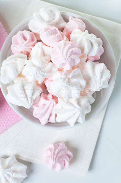 White and pink meringue on a plate  Stock photo © manera