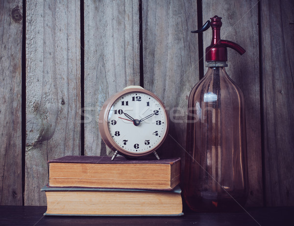 siphon, alarm clock and vintage books  Stock photo © manera