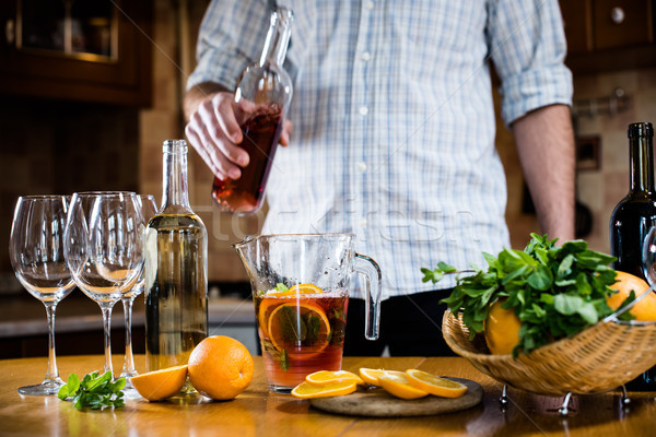 pouring red wine into a carafe Stock photo © manera