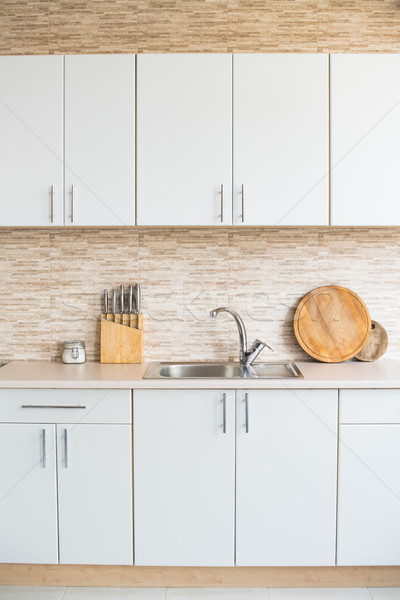 interior of new bright white home kitchen Stock photo © manera