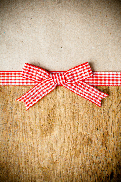 Wooden background, ribbon and kraft paper Stock photo © manera