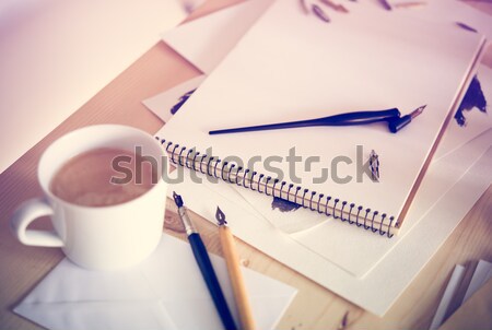 Zdjęcia stock: Papieru · atramentu · kaligrafia · długopisy · warsztaty · szczegóły