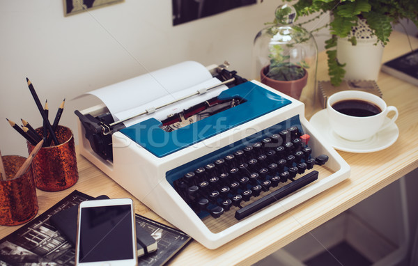 Hipszter munka űr elegáns retro írógép Stock fotó © manera