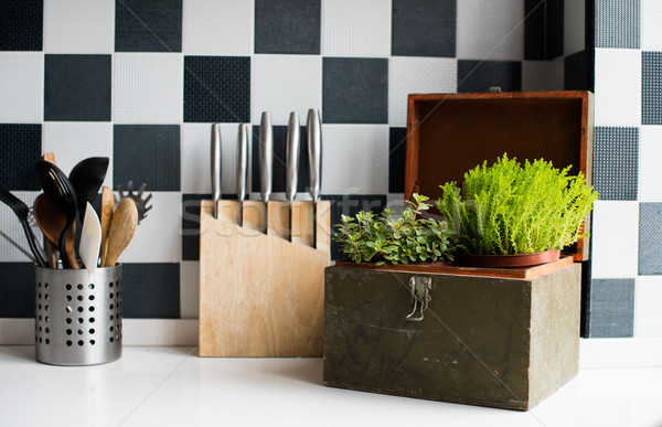 Cozinha utensílios decoração utensílios de cozinha moderno interior da cozinha Foto stock © manera