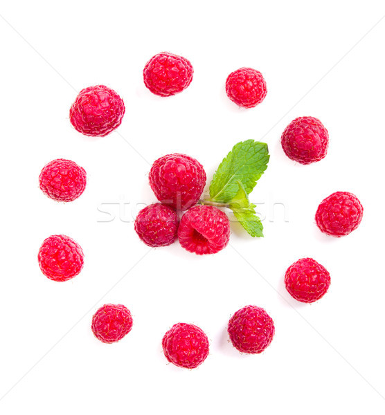 Fresh ripe raspberries macro shot isolated Stock photo © manera