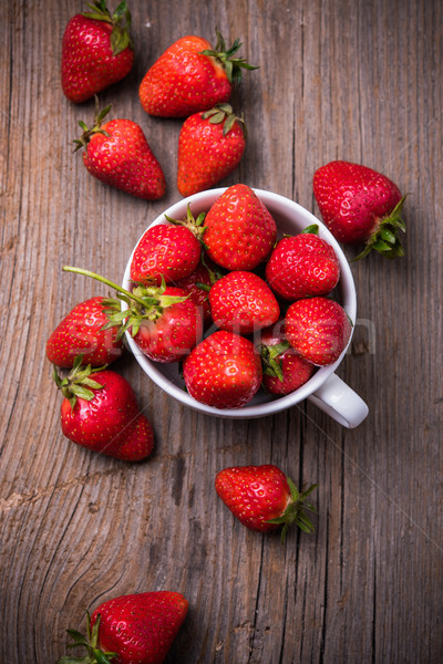 ed organic strawberries in white cup Stock photo © manera