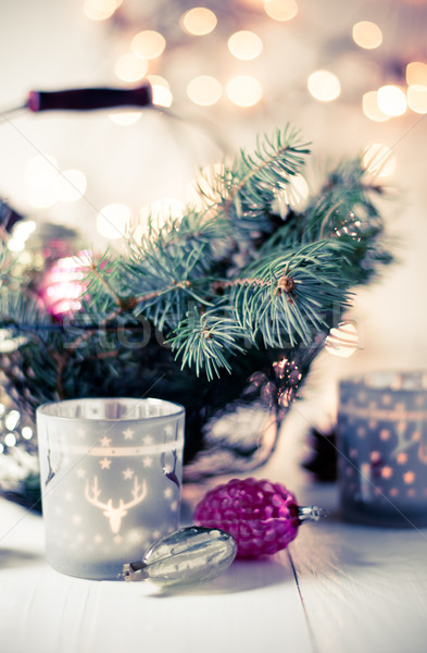 Foto stock: Vintage · Navidad · decoración · edad · decoraciones · linternas