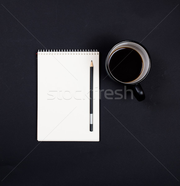 Stock foto: Weiß · Papier · Merkzettel · Tasse · Kaffee · schwarz