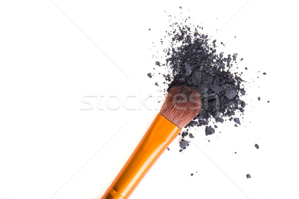 Professional makeup brush and loose powder eyeshadows isolated Stock photo © manera