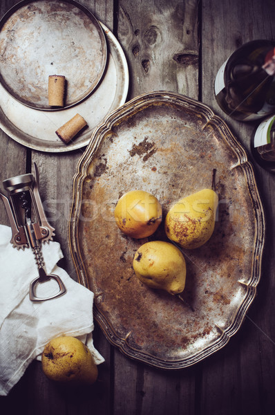 Vintage natureza morta maduro amarelo peras cortiça Foto stock © manera