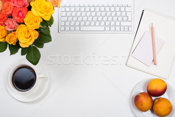 Vrouwelijk witte bureau werkruimte bloemen startup Stockfoto © manera