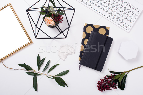 White feminine tabletop flatlay Stock photo © manera