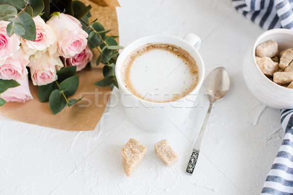 ロマンチックな フェミニン コーヒー バラ 白 ストックフォト © manera