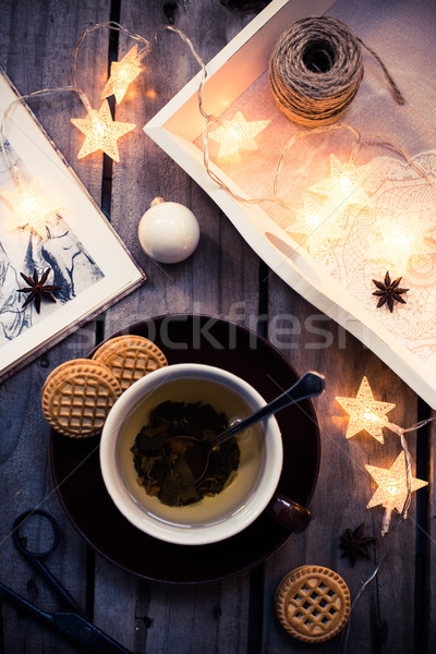 [[stock_photo]]: Confortable · vacances · maison · hiver · vacances · tasse