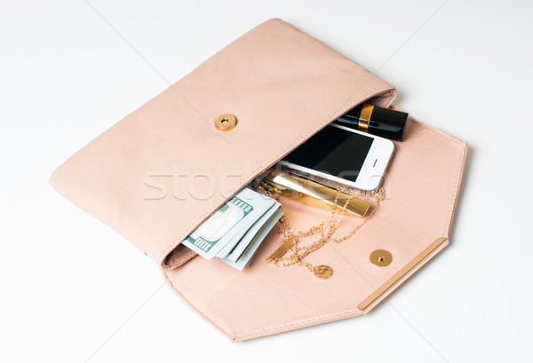 beige woman's clutch handbag Stock photo © manera