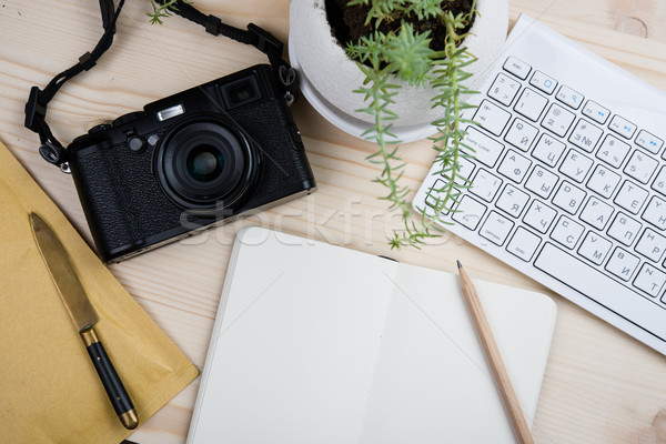 Photographers bloggers workplace tabletop, styled hipster's work Stock photo © manera