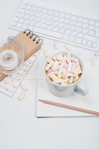 Kantoor tabel koffie witte vrouwelijk Stockfoto © manera