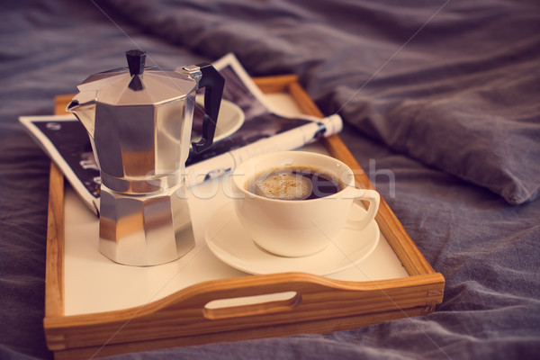 Coffee And Breakfast In Bed Cozy Morning Stock Photo C Daria