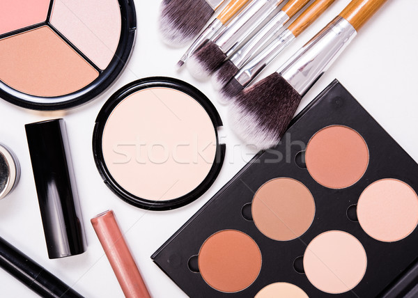 Professional makeup tools, flatlay on white background Stock photo © manera