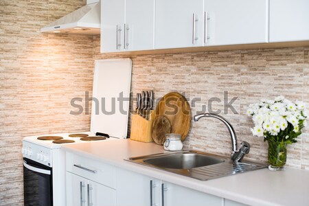 Iç yeni parlak beyaz ev mutfak iç Stok fotoğraf © manera