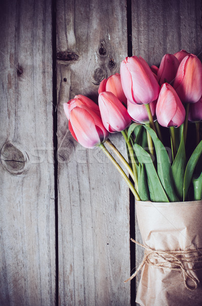 Stock fotó: Friss · tavasz · rózsaszín · tulipánok · köteg · öreg