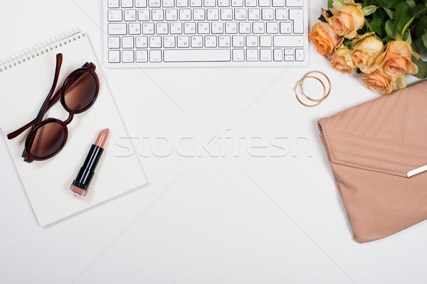 женский workspace цветы сумочка Сток-фото © manera