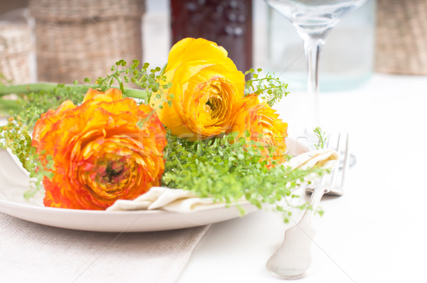 Feestelijk tabel bloemen eettafel bruiloft home Stockfoto © manera