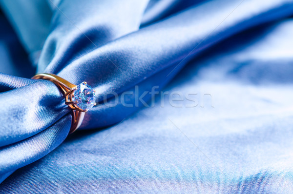 кольца жемчужина обручальное кольцо шелковые ткань Сток-фото © manera
