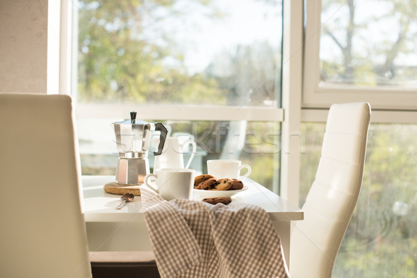 Early morning french home breakfast with coffee Stock photo © manera