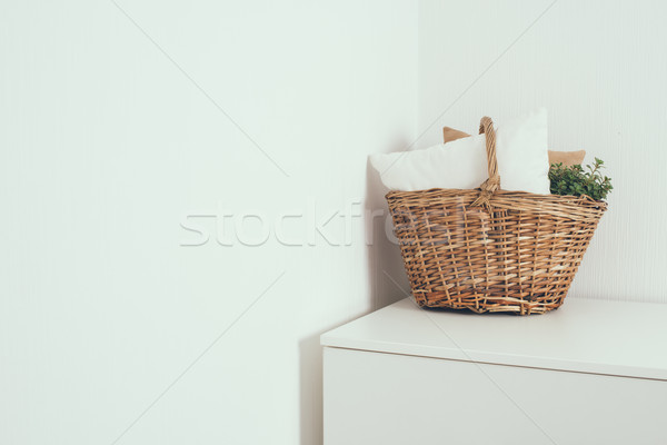 домой интерьер плетеный корзины подушкой Сток-фото © manera