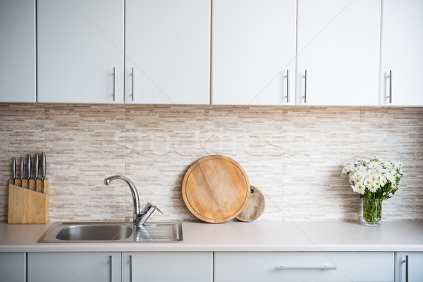 Belső új fényes fehér otthon konyha belső Stock fotó © manera