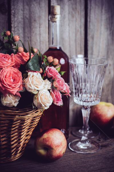 Foto stock: Rústico · naturaleza · muerta · frescos · naturales · rosa · rosas