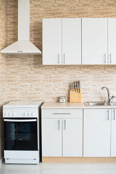 Iç yeni parlak beyaz ev mutfak iç Stok fotoğraf © manera